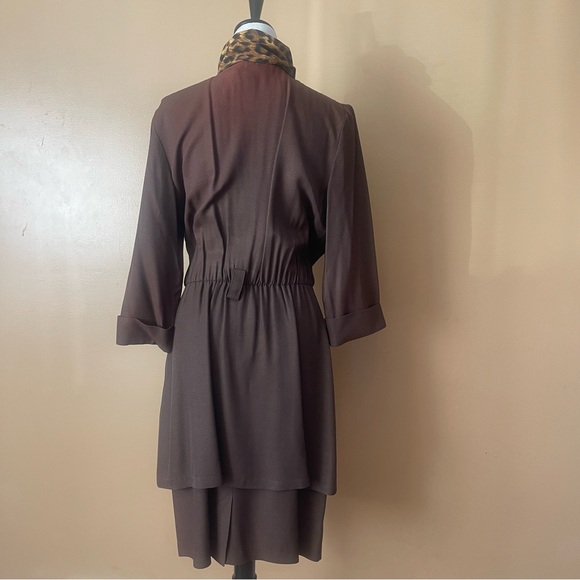Studio 1 Y2K Vintage Brown Dress with Leopard-Print Scarf size 12 - Picture 11 of 14
